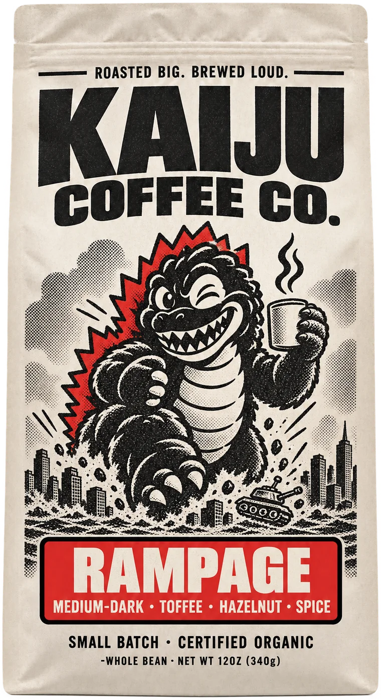 Rampage coffee bag, medium-dark roast, 12oz